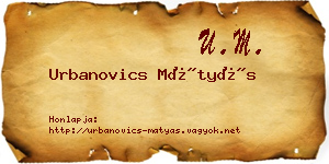 Urbanovics Mátyás névjegykártya